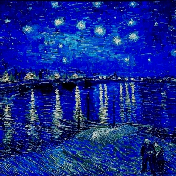 Black Light Starry Night Over the Rhone Vincent Van Gogh Big Wall Tapestry New - Picture 3 of 11